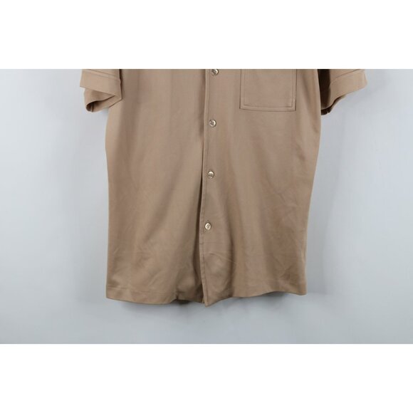 Vintage 70s Streetwear Mens Medium Knit Camp Collar Short Sleeve Button Shirt - Picture 3 of 15